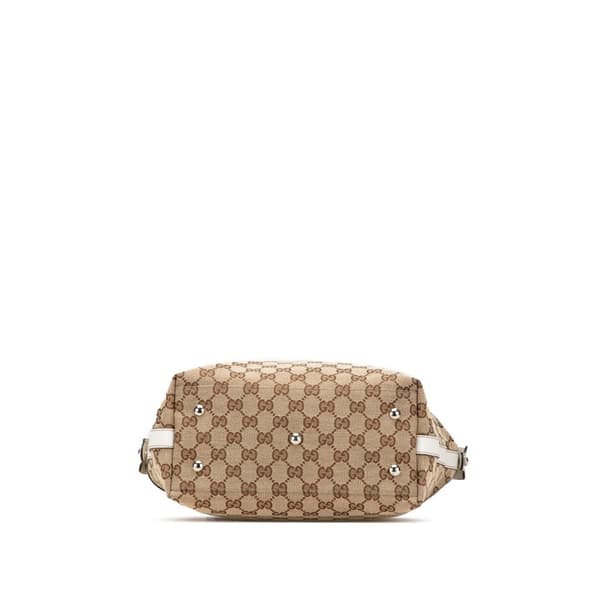 Pre-owned Gucci Medium GG Canvas Web Match Ball Tote Brown