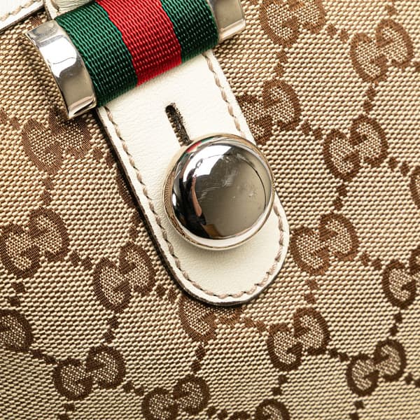 Pre-owned Gucci Medium GG Canvas Web Match Ball Tote Brown