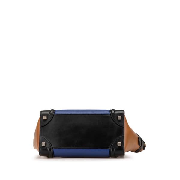 Pre-owned Celine Micro Tricolor Leather Luggage Tote Blue