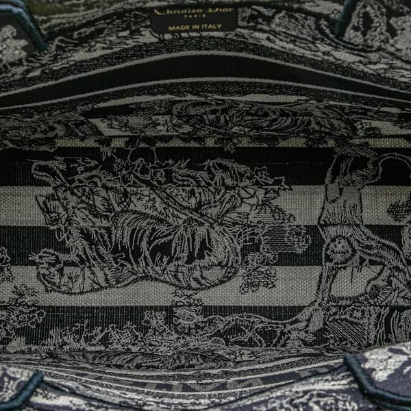 Pre-owned Dior Medium Canvas Embroidered Dioriviera Toile De Jouy Book Tote Blue