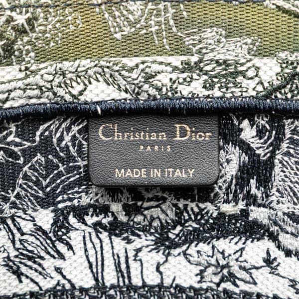 Pre-owned Dior Medium Canvas Embroidered Dioriviera Toile De Jouy Book Tote Blue