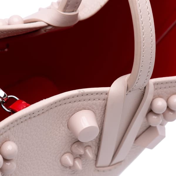 Pre-owned Christian Louboutin Small Grained Calfskin Studded Cabata Tote Pink