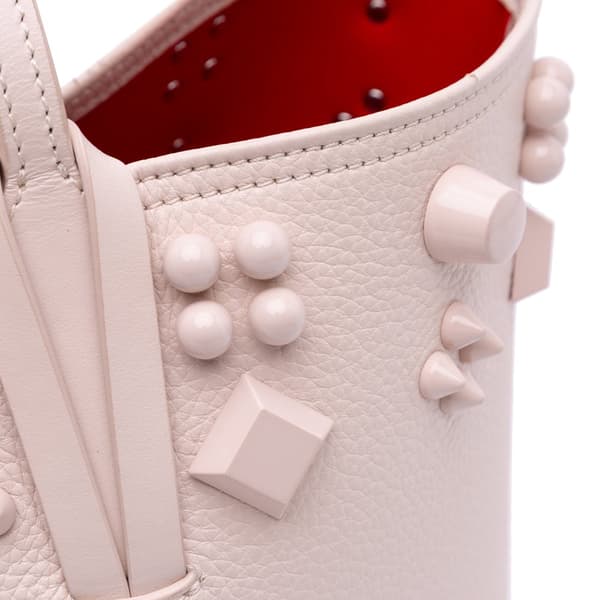 Pre-owned Christian Louboutin Small Grained Calfskin Studded Cabata Tote Pink