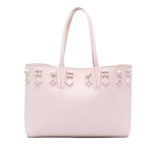 Pre-owned Christian Louboutin Small Grained Calfskin Studded Cabata Tote Pink