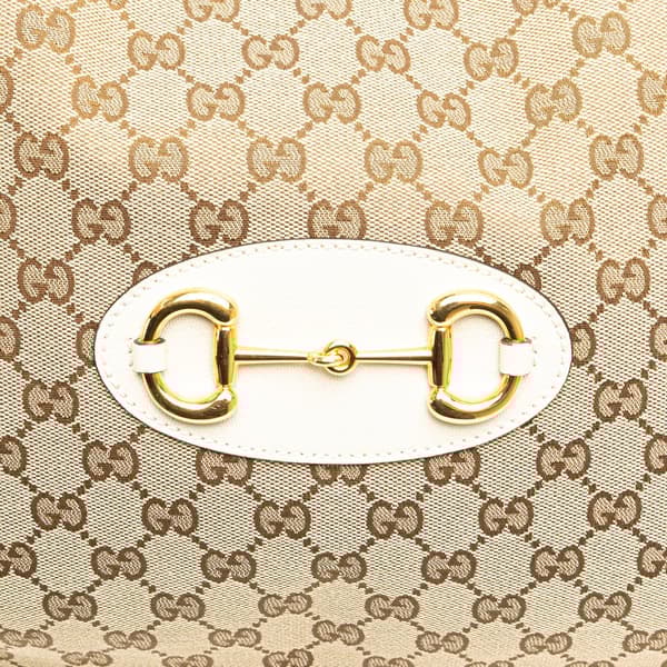 Pre-owned Gucci Medium GG Canvas Horsebit 1955 Tote Brown