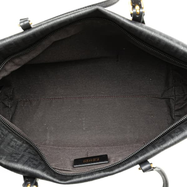 Pre-owned Fendi Zucchino Spalmati Tote Black