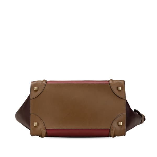 Pre-owned Celine Mini Tricolor Leather Luggage Tote Red
