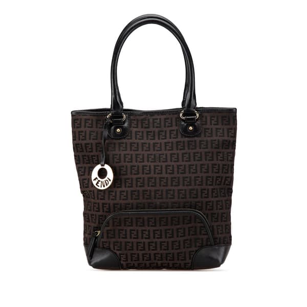 Pre-owned Fendi Zucchino Canvas Chef Shopping Tote Brown