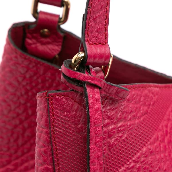 Pre-owned Burberry Small Embossed Grain Check Leather Canterbury Tote Pink