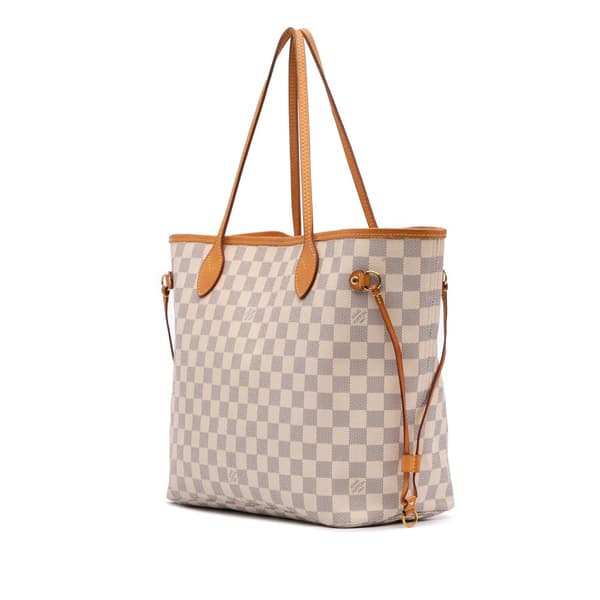 Pre-owned Louis Vuitton Damier Azur Neverfull MM White
