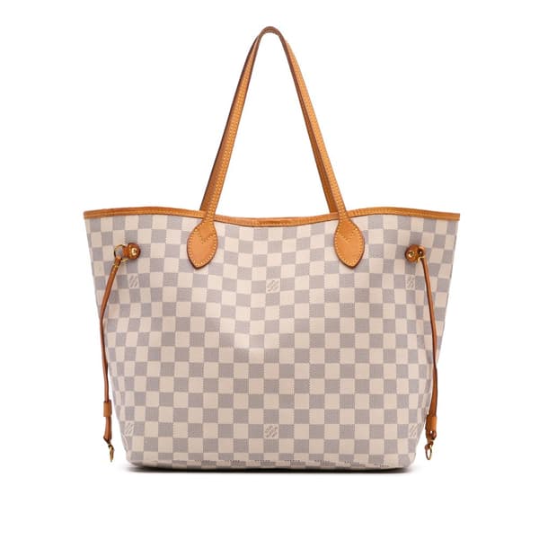 Pre-owned Louis Vuitton Damier Azur Neverfull MM White