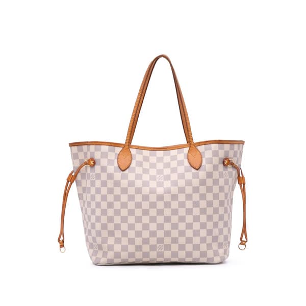 Pre-owned Louis Vuitton Damier Azur Neverfull MM White
