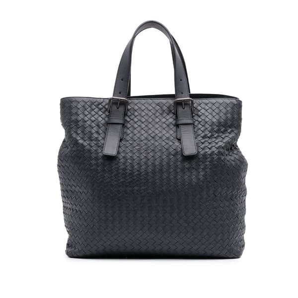 Pre-owned Bottega Veneta Nappa Intrecciato Belt Strap Tote Blue