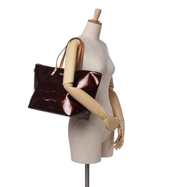 Pre-owned Louis Vuitton Monogram Vernis Bellevue GM Red