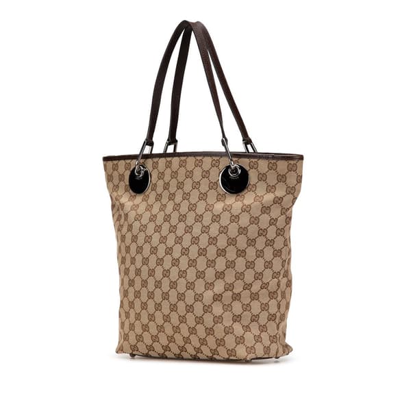 Pre-owned Gucci GG Canvas Eclipse Tote Brown