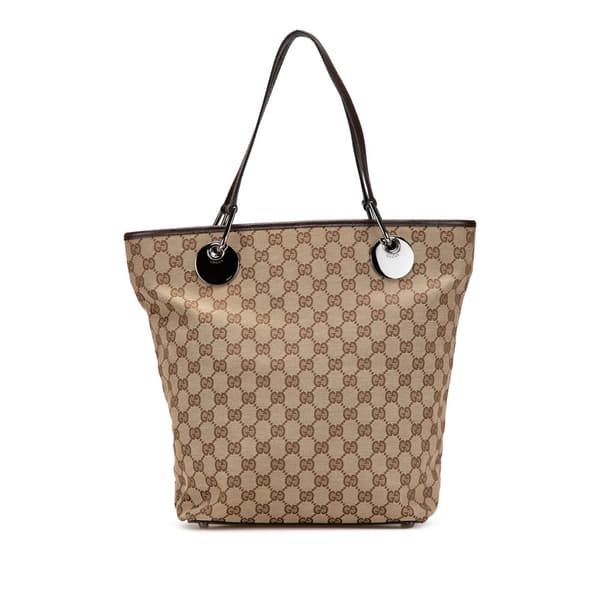 Pre-owned Gucci GG Canvas Eclipse Tote Brown