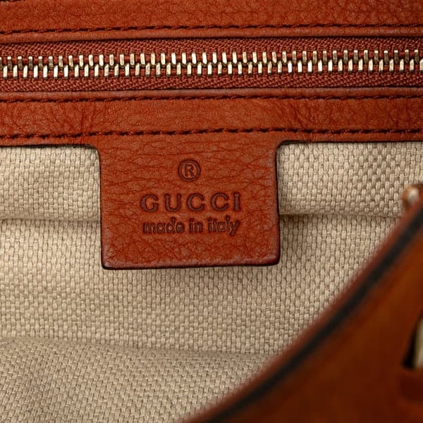 Pre-owned Gucci Medium Nubuck Leather Soho Chain Tote Orange