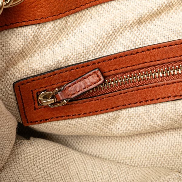 Pre-owned Gucci Medium Nubuck Leather Soho Chain Tote Orange