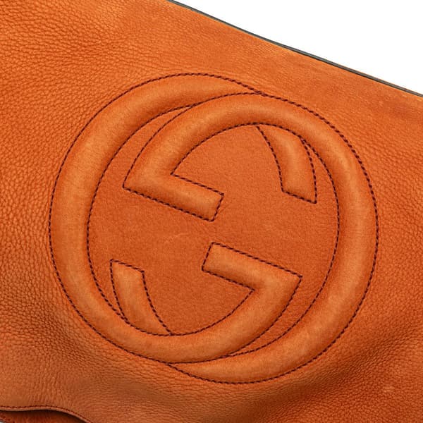 Pre-owned Gucci Medium Nubuck Leather Soho Chain Tote Orange