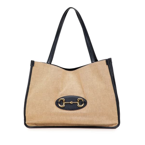 Pre-owned Gucci Medium Canvas Horsebit 1955 Tote Brown
