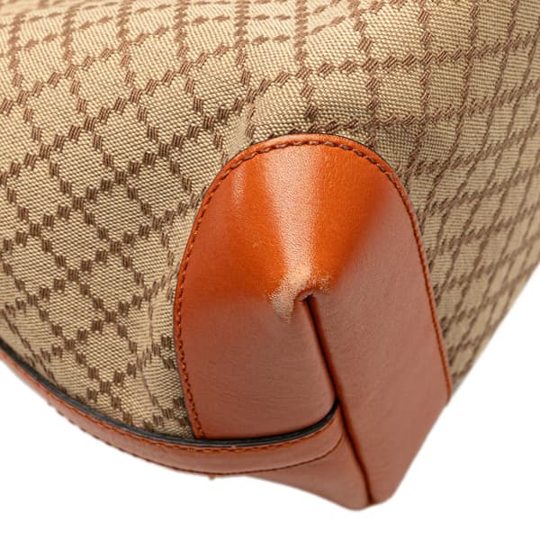 Pre-owned Gucci Medium Diamante Canvas Craft Tote Brown