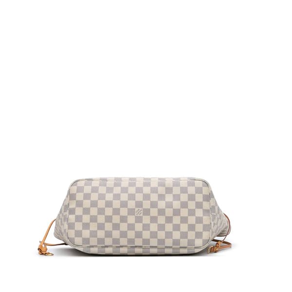 Pre-owned Louis Vuitton Damier Azur Neverfull MM White