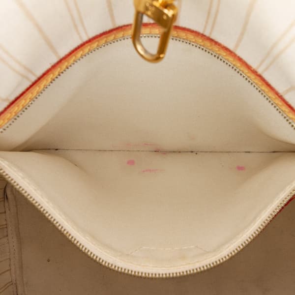 Pre-owned Louis Vuitton Damier Azur Neverfull MM White