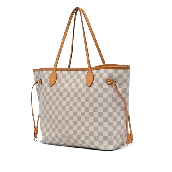 Pre-owned Louis Vuitton Damier Azur Neverfull MM White
