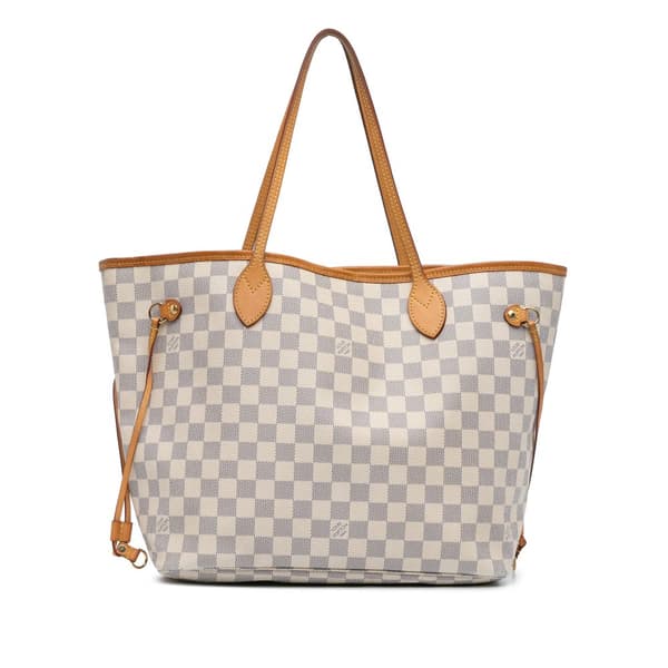 Pre-owned Louis Vuitton Damier Azur Neverfull MM White