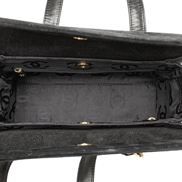 Pre-owned Chanel CC Suede Caviar Stitched Tote Black