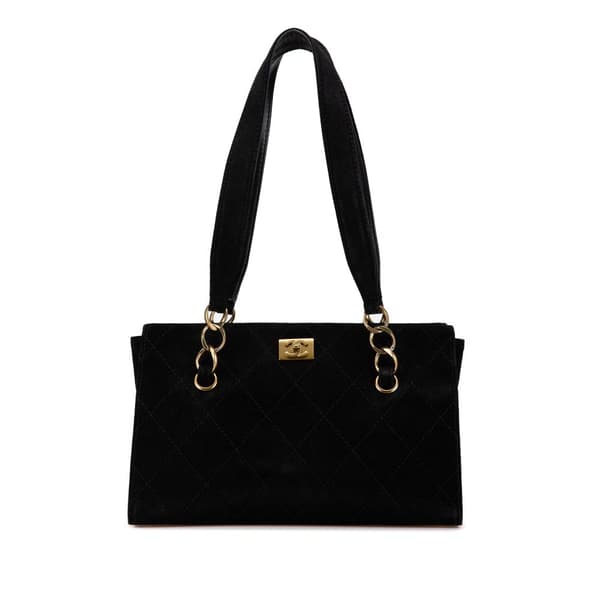 Pre-owned Chanel CC Suede Caviar Stitched Tote Black