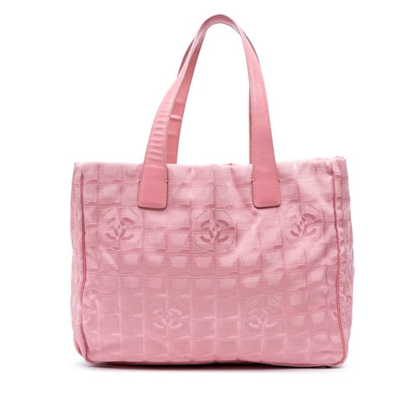 Pre-owned Chanel New Travel Line Nylon Tote Pink
