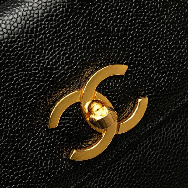 Pre-owned Chanel CC Caviar Turnlock Tote Black