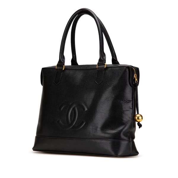 Pre-owned Chanel CC Caviar Turnlock Tote Black
