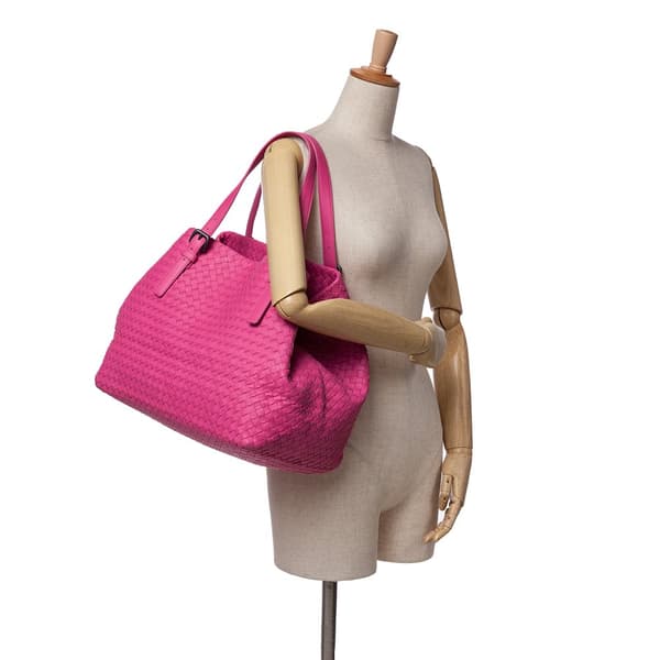 Pre-owned Bottega Veneta Large Nappa Intrecciato Cesta Tote Pink