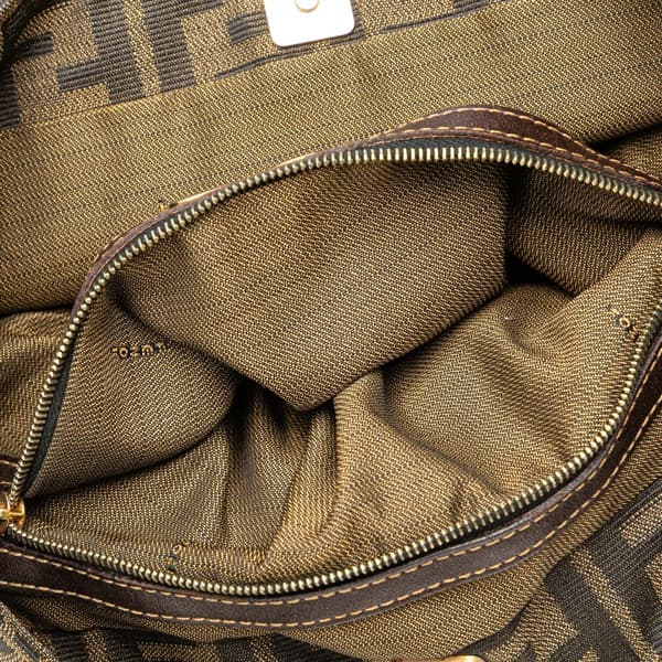Pre-owned Fendi Small Zucca Canvas Twins Tote Brown