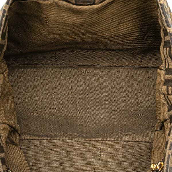 Pre-owned Fendi Small Zucca Canvas Twins Tote Brown