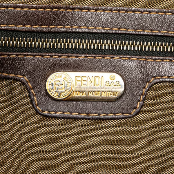 Pre-owned Fendi Small Zucca Canvas Twins Tote Brown