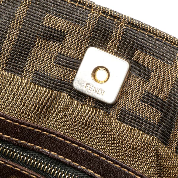 Pre-owned Fendi Small Zucca Canvas Twins Tote Brown