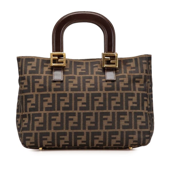 Pre-owned Fendi Small Zucca Canvas Twins Tote Brown