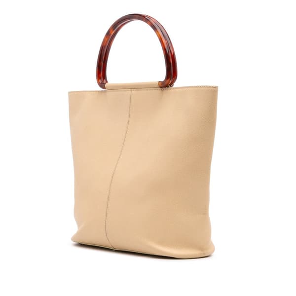 Pre-owned Chanel Grained Calfskin Tortoise Top Handle Tote Brown