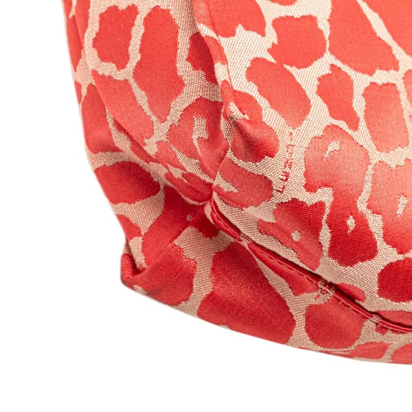 Pre-owned Fendi Leopard Print Canvas Shopper Tote Red