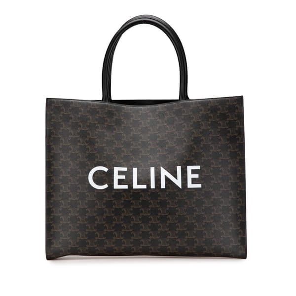 Pre-owned Celine Medium Triomphe Coated Canvas Cabas Horizontal Tote Black