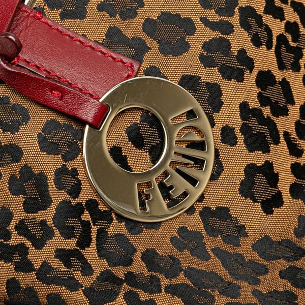 Pre-owned Fendi Leopard Print Canvas Tote Brown