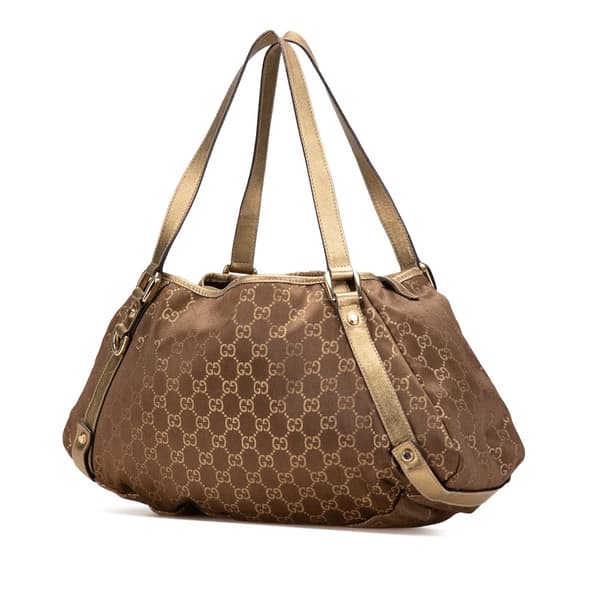 Pre-owned Gucci GG Canvas Abbey D Ring Tote Brown