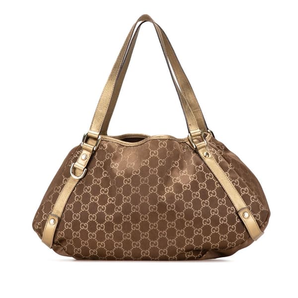 Pre-owned Gucci GG Canvas Abbey D Ring Tote Brown