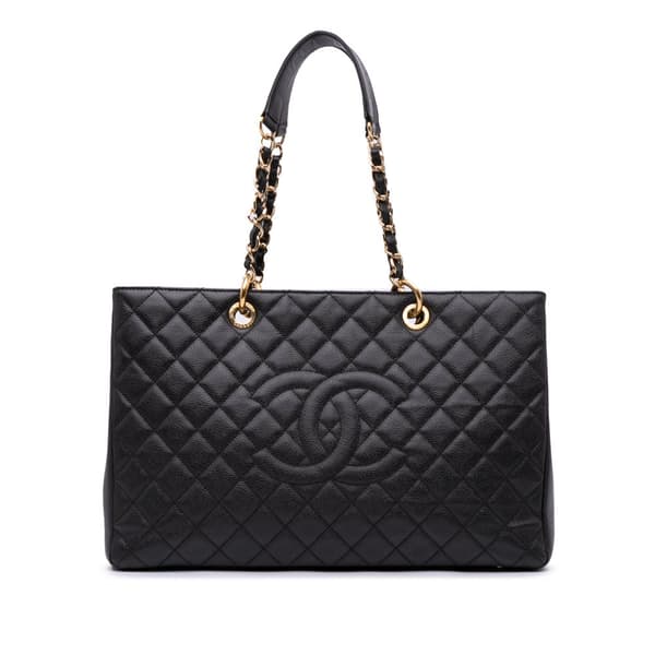 Pre-owned Chanel Caviar Grand Shopping Tote XL Black