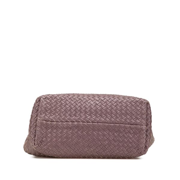 Pre-owned Bottega Veneta Mini Lambskin Intreccio Cabat Tote Purple