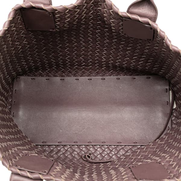 Pre-owned Bottega Veneta Mini Lambskin Intreccio Cabat Tote Purple
