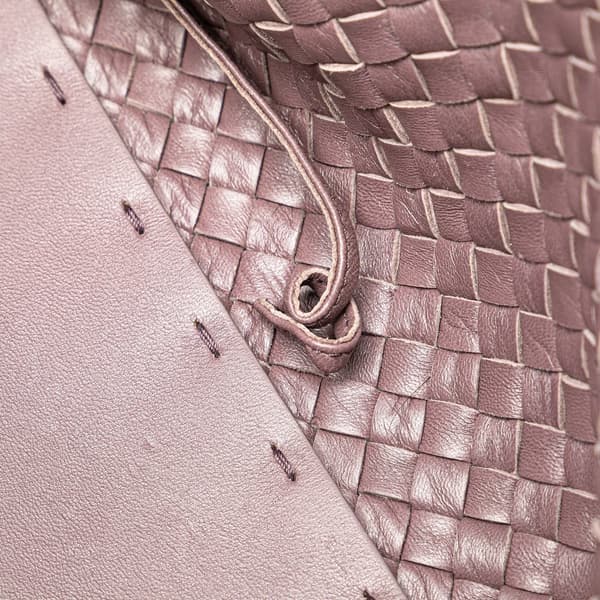 Pre-owned Bottega Veneta Mini Lambskin Intreccio Cabat Tote Purple